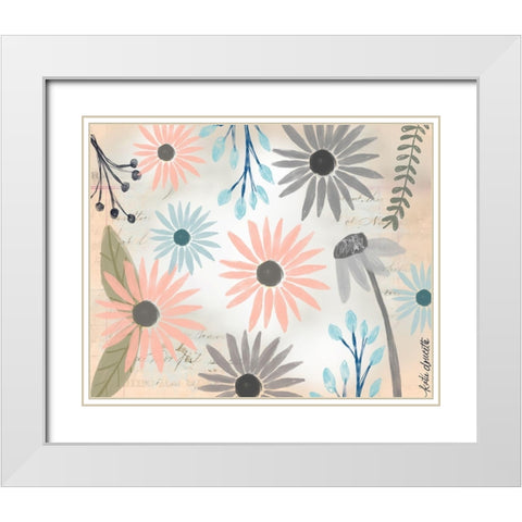 Daisies White Modern Wood Framed Art Print with Double Matting by Doucette, Katie