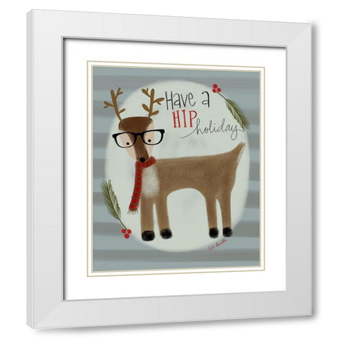 Hip Reindeer White Modern Wood Framed Art Print with Double Matting by Doucette, Katie