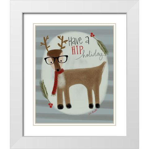 Hip Reindeer White Modern Wood Framed Art Print with Double Matting by Doucette, Katie