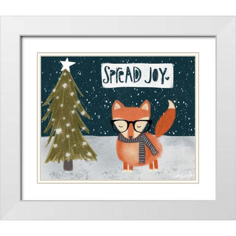 Spread Joy Hipster Fox White Modern Wood Framed Art Print with Double Matting by Doucette, Katie