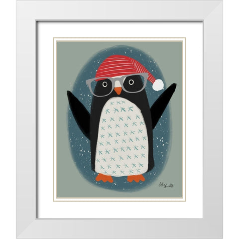 Hip Penguin White Modern Wood Framed Art Print with Double Matting by Doucette, Katie