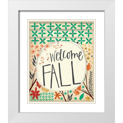 Welcome Fall White Modern Wood Framed Art Print with Double Matting by Doucette, Katie