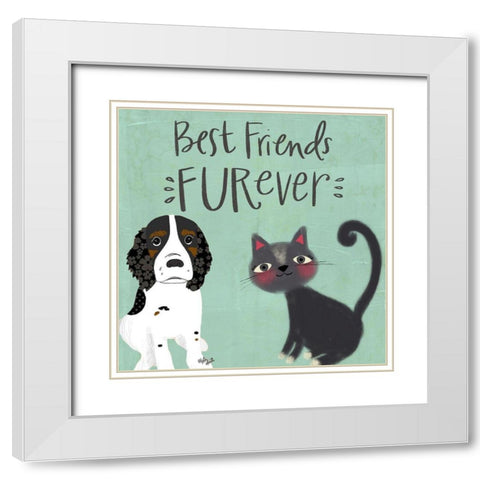 Best Friends Furever White Modern Wood Framed Art Print with Double Matting by Doucette, Katie