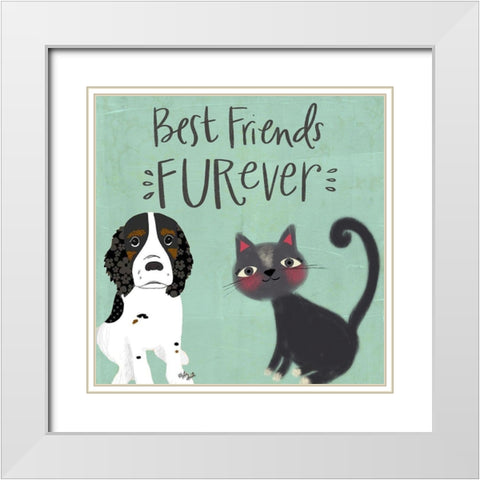 Best Friends Furever White Modern Wood Framed Art Print with Double Matting by Doucette, Katie