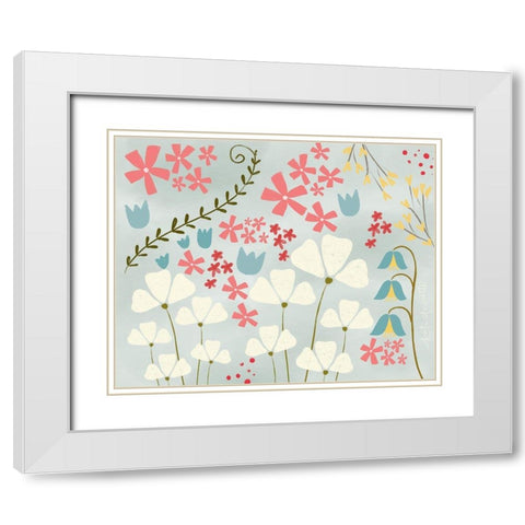 Pastel Flowers White Modern Wood Framed Art Print with Double Matting by Doucette, Katie