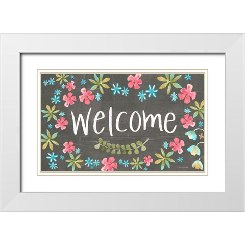 Welcome White Modern Wood Framed Art Print with Double Matting by Doucette, Katie