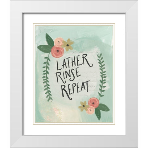 Lather, Rinse, Repeat White Modern Wood Framed Art Print with Double Matting by Doucette, Katie