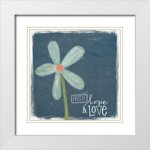 Faith, Hope, Love White Modern Wood Framed Art Print with Double Matting by Doucette, Katie