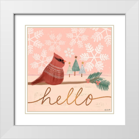 Hello Cardinal White Modern Wood Framed Art Print with Double Matting by Doucette, Katie