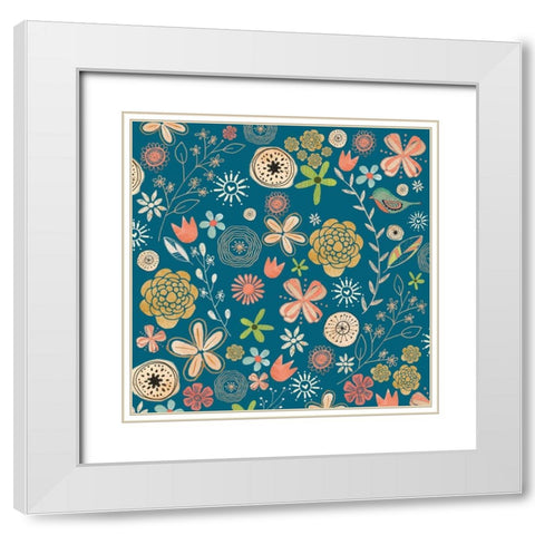 Flowery White Modern Wood Framed Art Print with Double Matting by Doucette, Katie