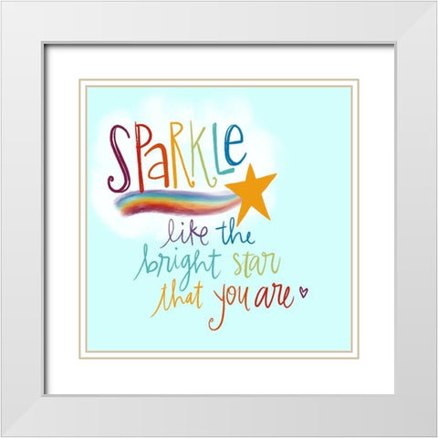 Rainbow Sparkle White Modern Wood Framed Art Print with Double Matting by Doucette, Katie