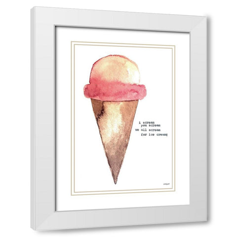 I Scream for Ice Cream White Modern Wood Framed Art Print with Double Matting by Doucette, Katie