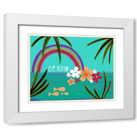 Be Kind White Modern Wood Framed Art Print with Double Matting by Doucette, Katie