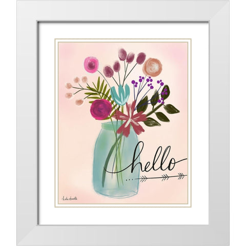 Hello Floral Bouquet White Modern Wood Framed Art Print with Double Matting by Doucette, Katie