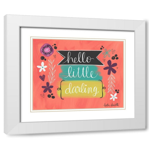 Hello Little Darling White Modern Wood Framed Art Print with Double Matting by Doucette, Katie