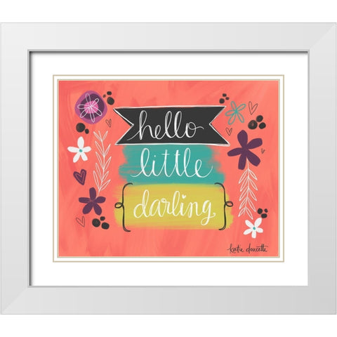 Hello Little Darling White Modern Wood Framed Art Print with Double Matting by Doucette, Katie