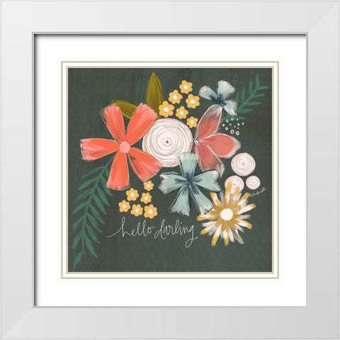 Hello Darling White Modern Wood Framed Art Print with Double Matting by Doucette, Katie