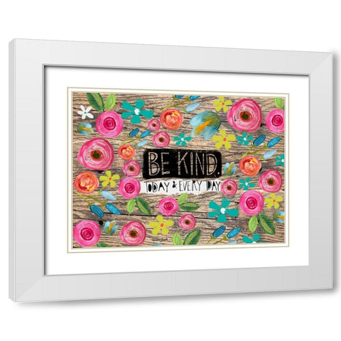 Be Kind Wood Background White Modern Wood Framed Art Print with Double Matting by Doucette, Katie