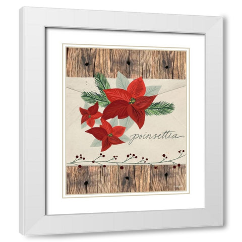 Poinsettias White Modern Wood Framed Art Print with Double Matting by Doucette, Katie