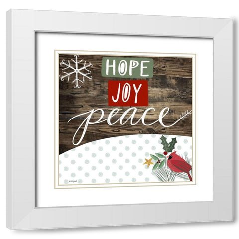 Hope Joy Peace White Modern Wood Framed Art Print with Double Matting by Doucette, Katie