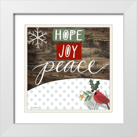 Hope Joy Peace White Modern Wood Framed Art Print with Double Matting by Doucette, Katie