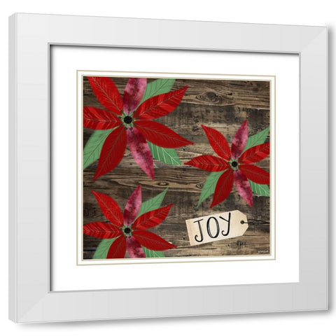 Poinsettia Joy White Modern Wood Framed Art Print with Double Matting by Doucette, Katie
