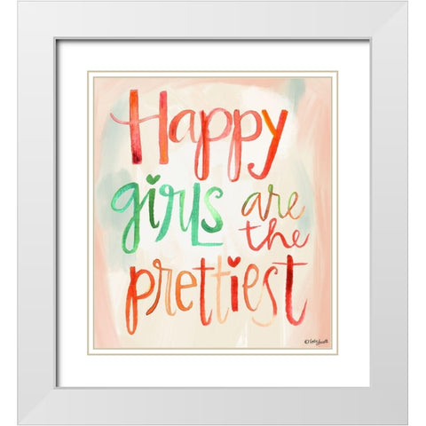 Happy Girls White Modern Wood Framed Art Print with Double Matting by Doucette, Katie