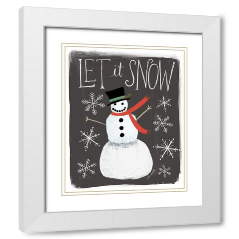 Let It Snow Snowman White Modern Wood Framed Art Print with Double Matting by Doucette, Katie