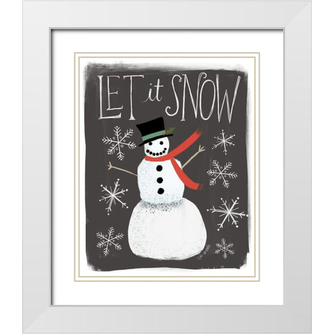 Let It Snow Snowman White Modern Wood Framed Art Print with Double Matting by Doucette, Katie