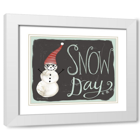 Snow Day Snowman White Modern Wood Framed Art Print with Double Matting by Doucette, Katie