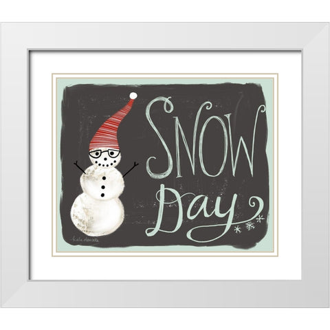 Snow Day Snowman White Modern Wood Framed Art Print with Double Matting by Doucette, Katie