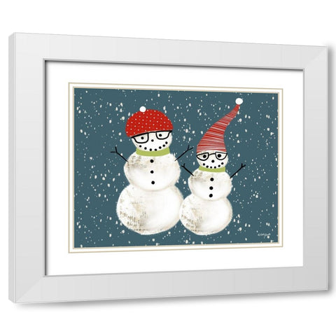 Pair of Snowmen White Modern Wood Framed Art Print with Double Matting by Doucette, Katie