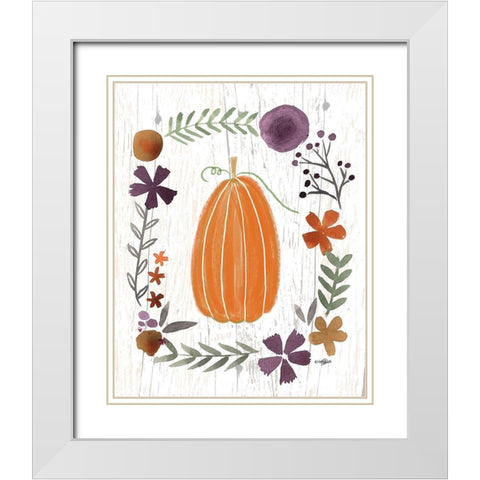 Autumn Pumpkin White Modern Wood Framed Art Print with Double Matting by Doucette, Katie