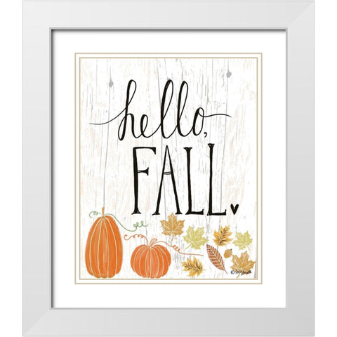 Hello Fall White Modern Wood Framed Art Print with Double Matting by Doucette, Katie