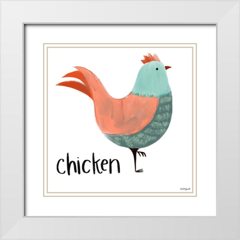 Chicken White Modern Wood Framed Art Print with Double Matting by Doucette, Katie