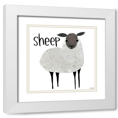Sheep White Modern Wood Framed Art Print with Double Matting by Doucette, Katie