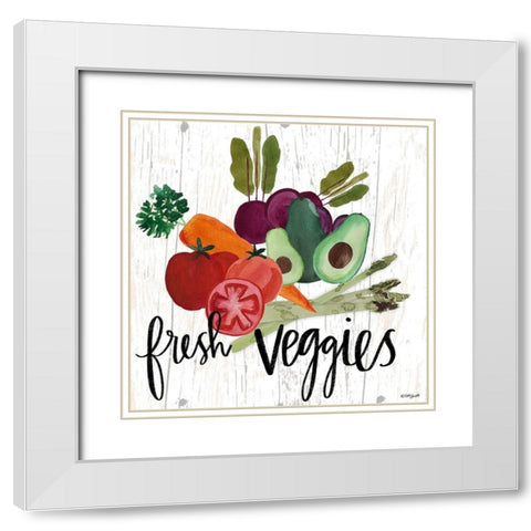 Fresh Veggies White Modern Wood Framed Art Print with Double Matting by Doucette, Katie