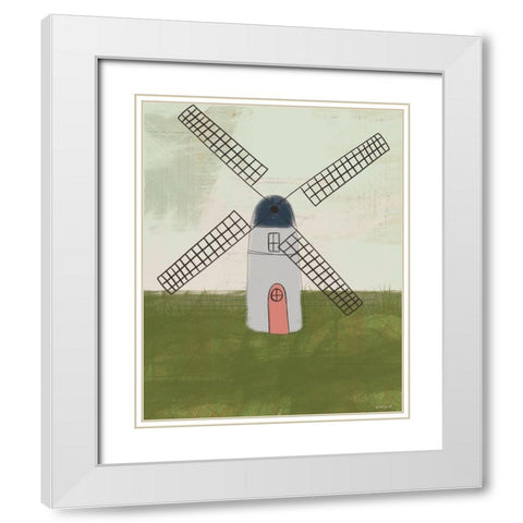 Windmill III White Modern Wood Framed Art Print with Double Matting by Doucette, Katie