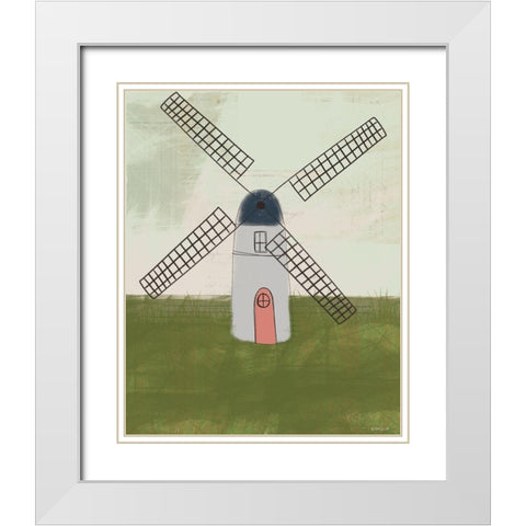 Windmill III White Modern Wood Framed Art Print with Double Matting by Doucette, Katie