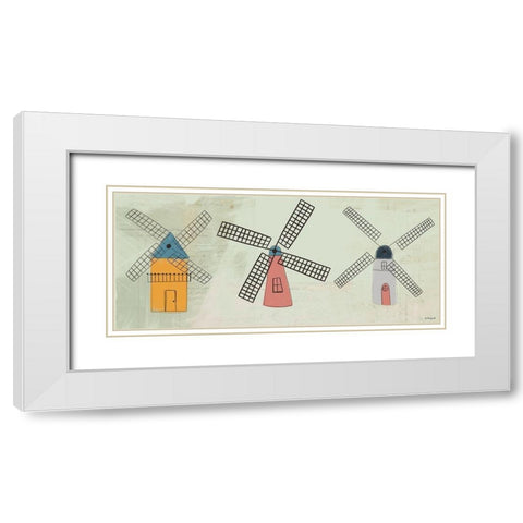 Windmills White Modern Wood Framed Art Print with Double Matting by Doucette, Katie
