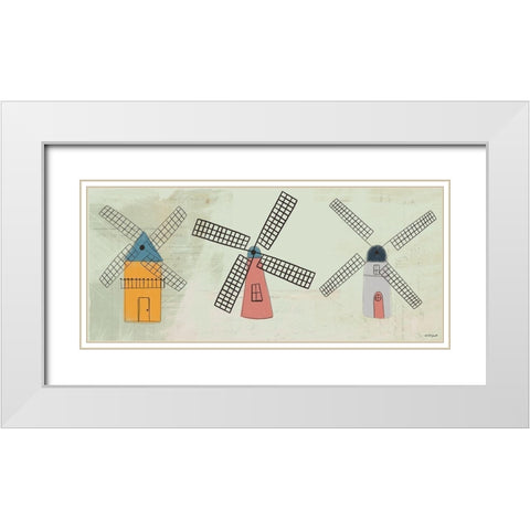 Windmills White Modern Wood Framed Art Print with Double Matting by Doucette, Katie