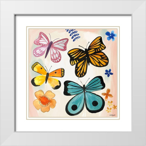 Butterflies White Modern Wood Framed Art Print with Double Matting by Doucette, Katie