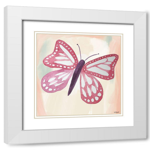Butterfly V White Modern Wood Framed Art Print with Double Matting by Doucette, Katie