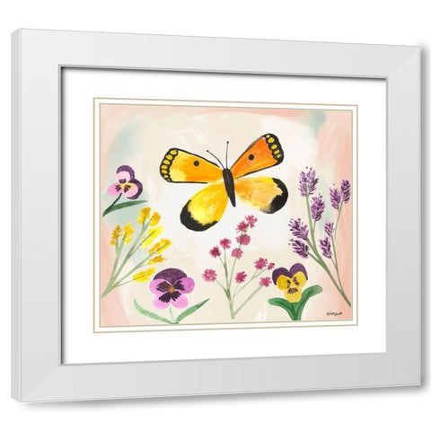 Watercolor Butterfly White Modern Wood Framed Art Print with Double Matting by Doucette, Katie