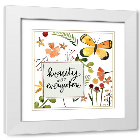 Beauty Butterfly White Modern Wood Framed Art Print with Double Matting by Doucette, Katie