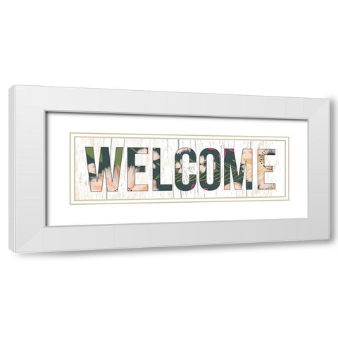 Floral Welcome White Modern Wood Framed Art Print with Double Matting by Doucette, Katie