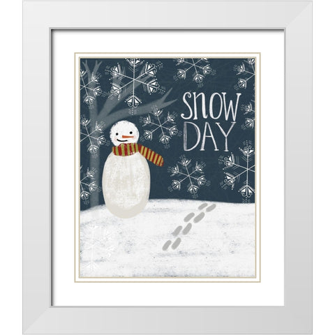 Snowday Snowman White Modern Wood Framed Art Print with Double Matting by Doucette, Katie