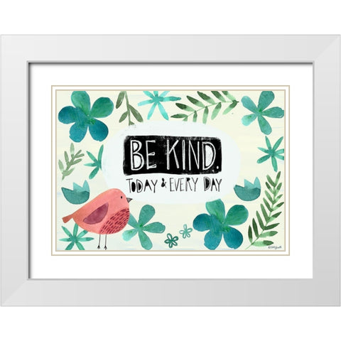 Be Kind White Modern Wood Framed Art Print with Double Matting by Doucette, Katie