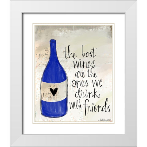 Wine and Friends White Modern Wood Framed Art Print with Double Matting by Doucette, Katie
