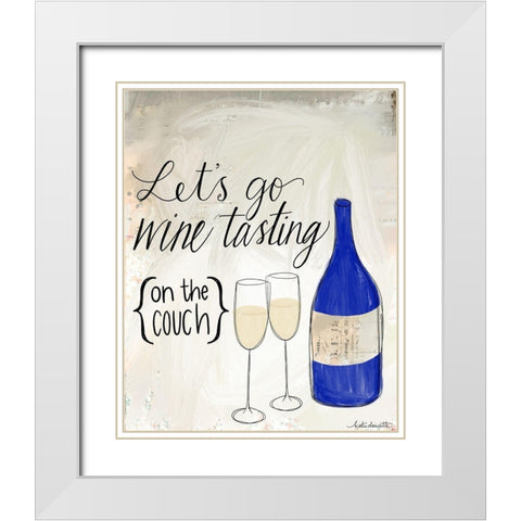 Wine Tasting on the Couch White Modern Wood Framed Art Print with Double Matting by Doucette, Katie